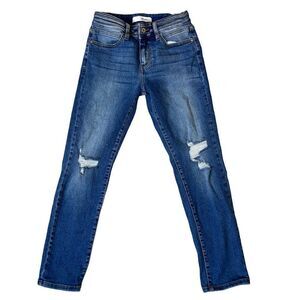 KanCan High Rise Straight leg Jeans - Medium Wash factory distressed SZ 3/25"